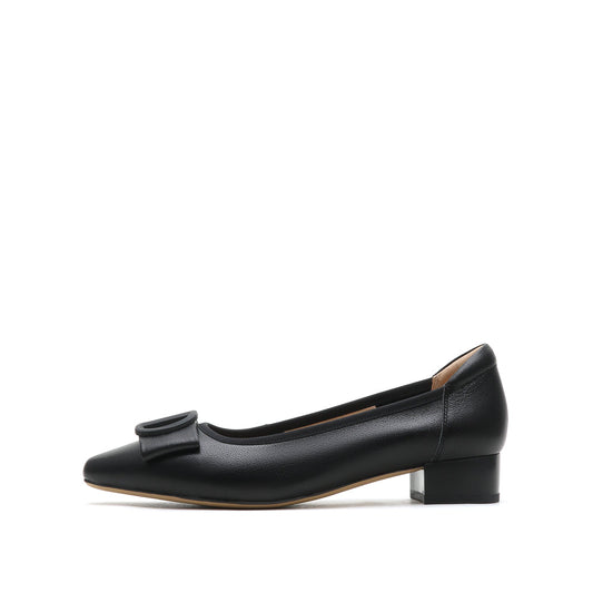 Pointed Toe Mid Heel Pumps with Buckle