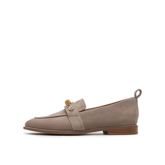 Suede Loafers with Bamboo Detail