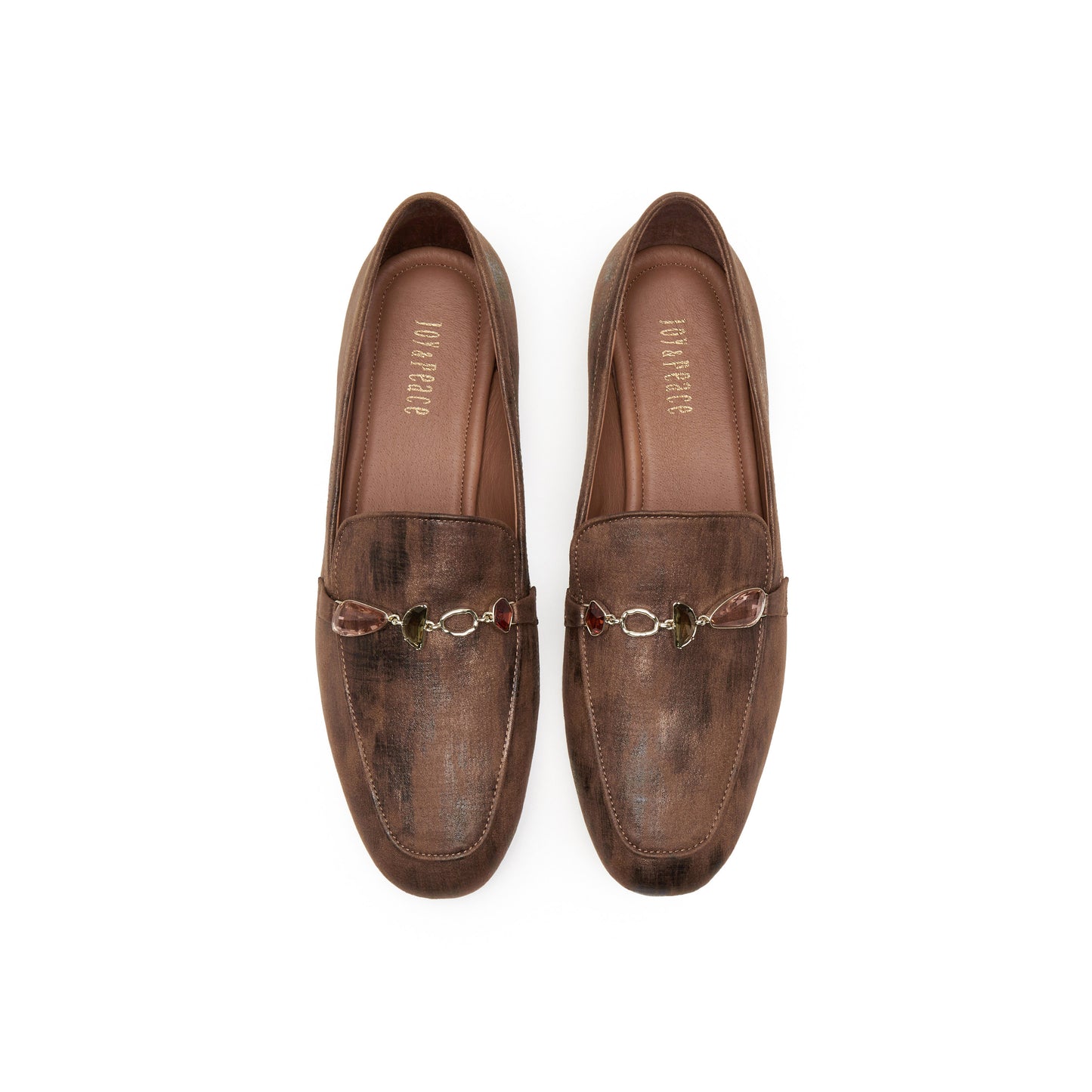 Crystal Embellished Ornament Loafers