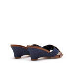 Denim and Calf Leather Wedge