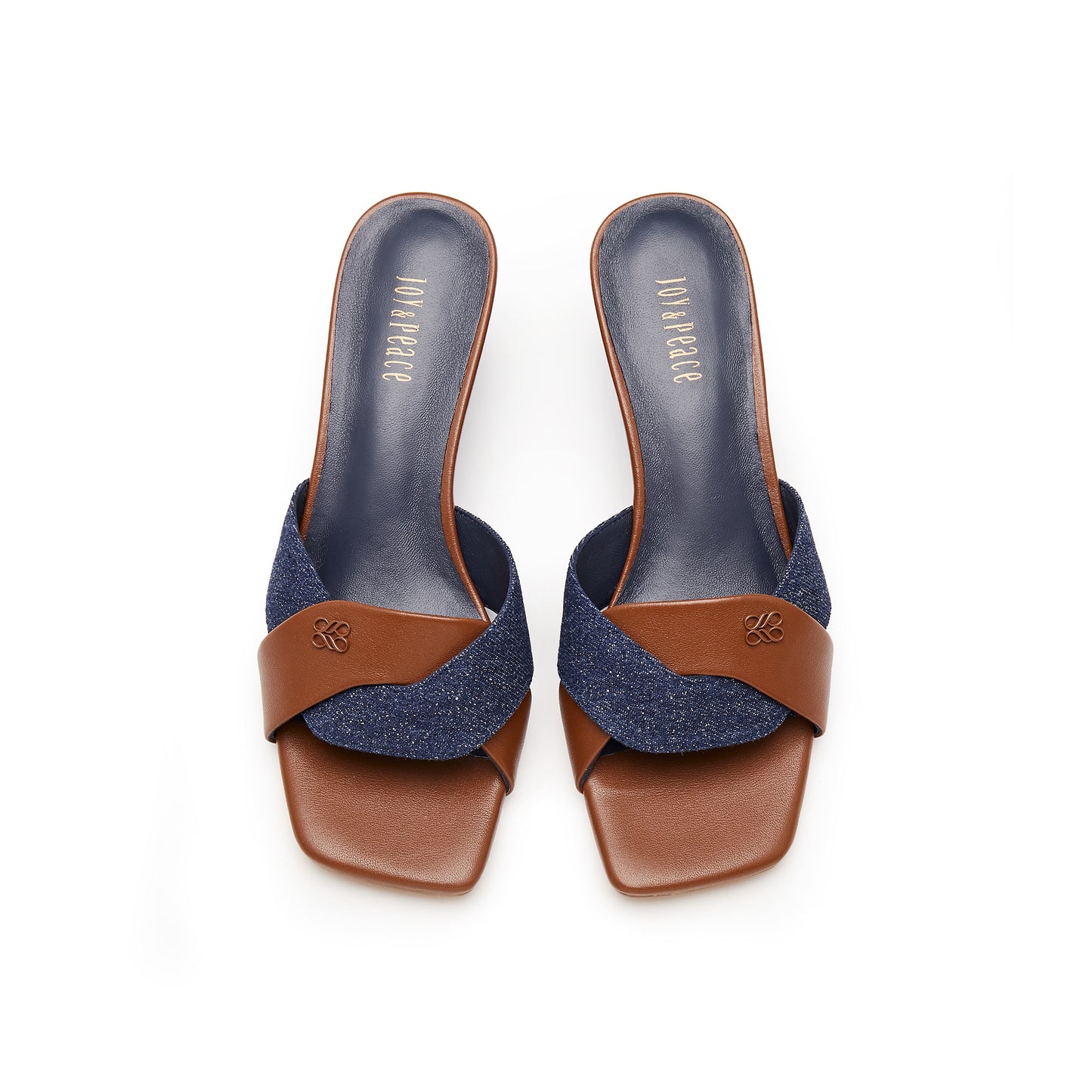 Denim and Calf Leather Wedge