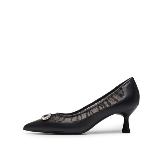 Kid Leather and Gauze Pumps