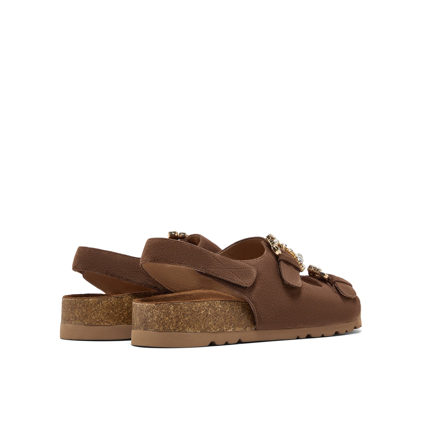 Embellished Buckle Kid Suede Sandals