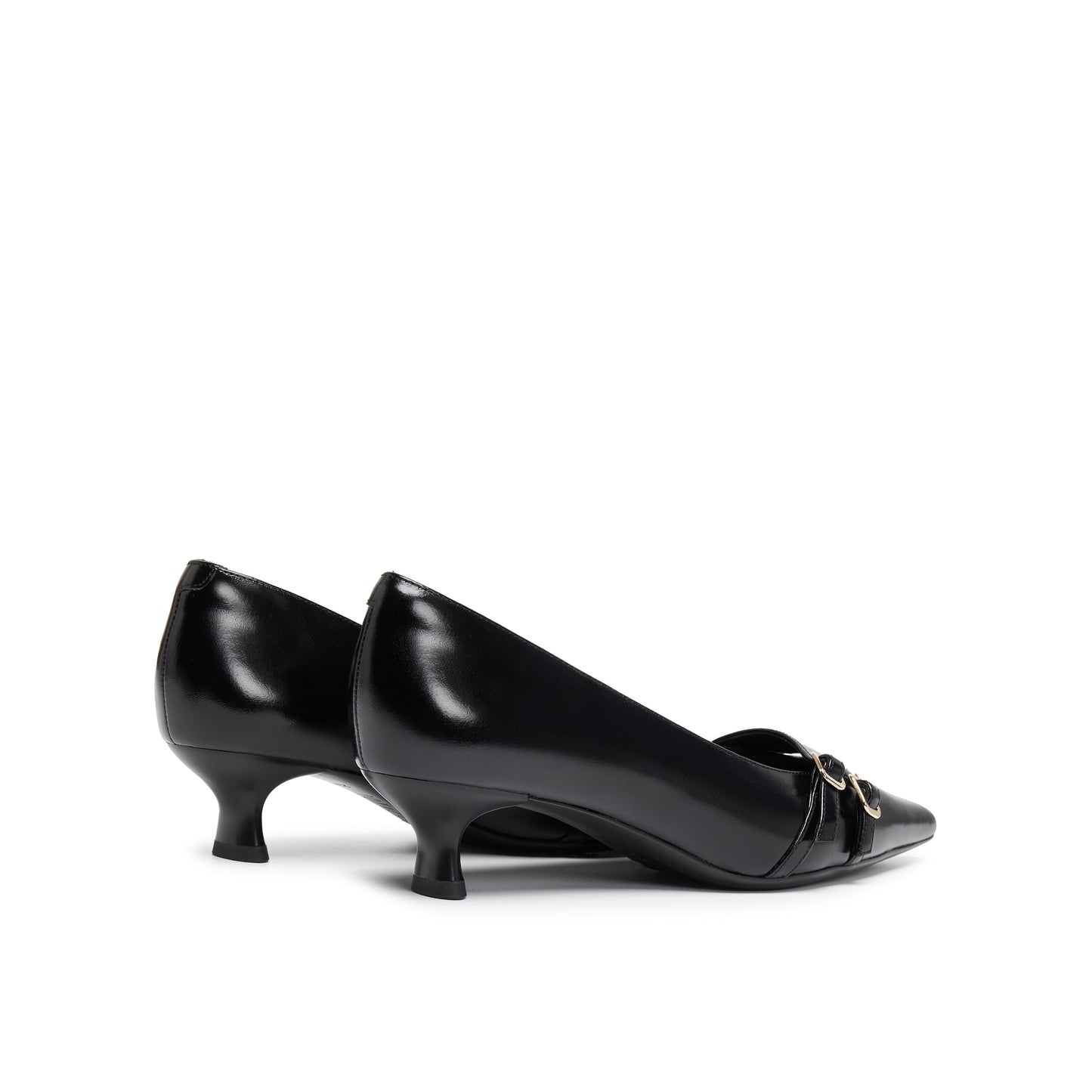 Double-buckle Oil Wax Leather Pump
