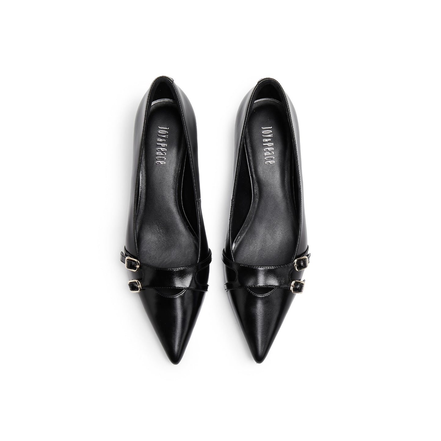 Double-buckle Oil Wax Leather Pump