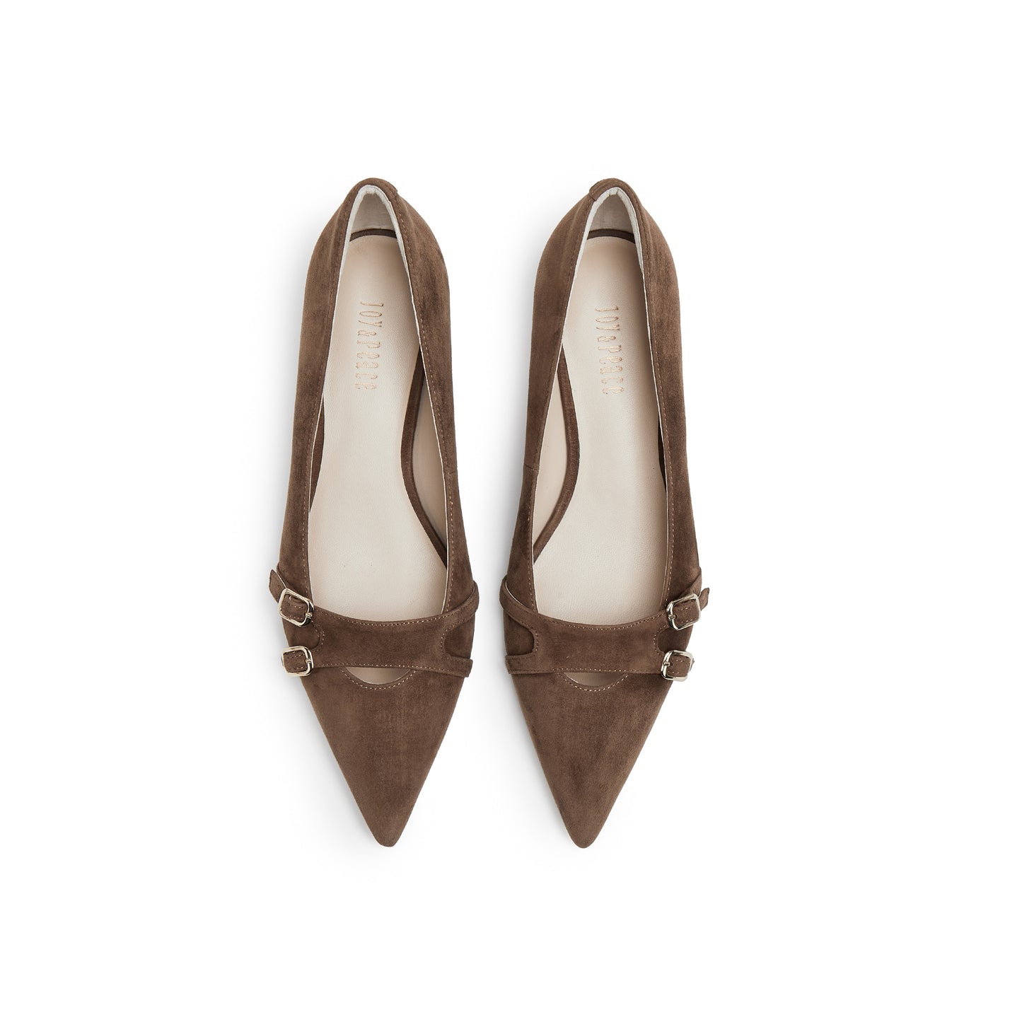 Double-buckle Kid Suede Pump