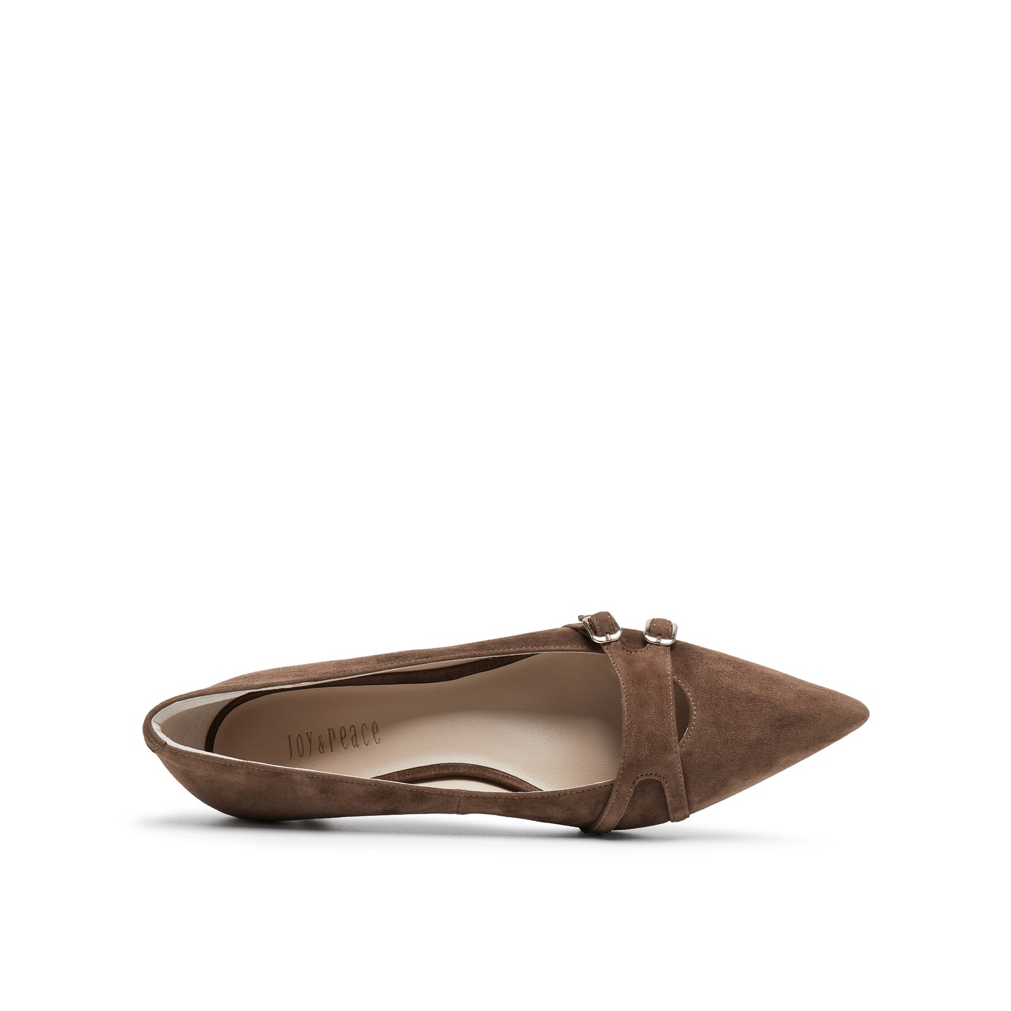 Double-buckle Kid Suede Pump