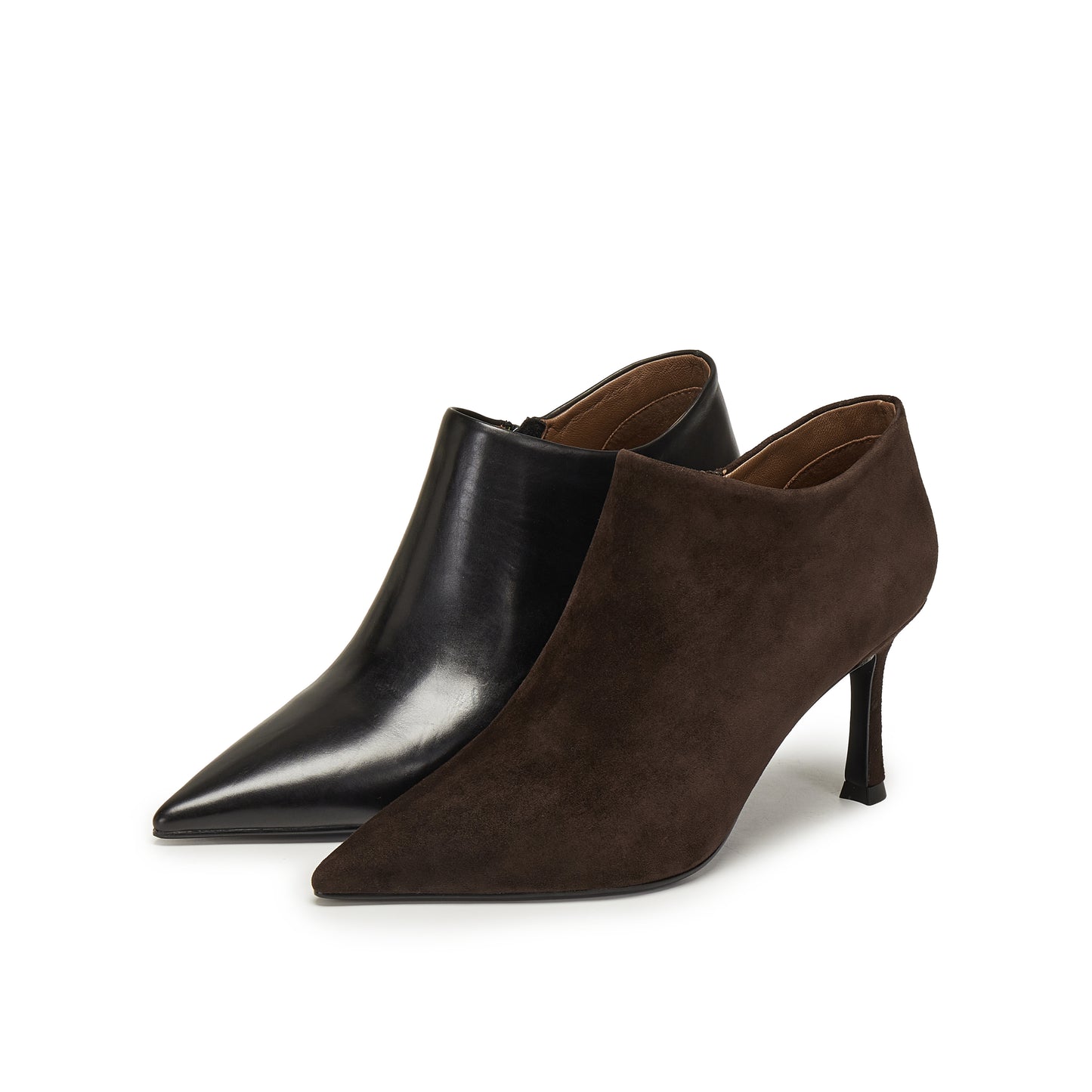 Oil Wax Calf Leather Pointed Toe Ankle Boots