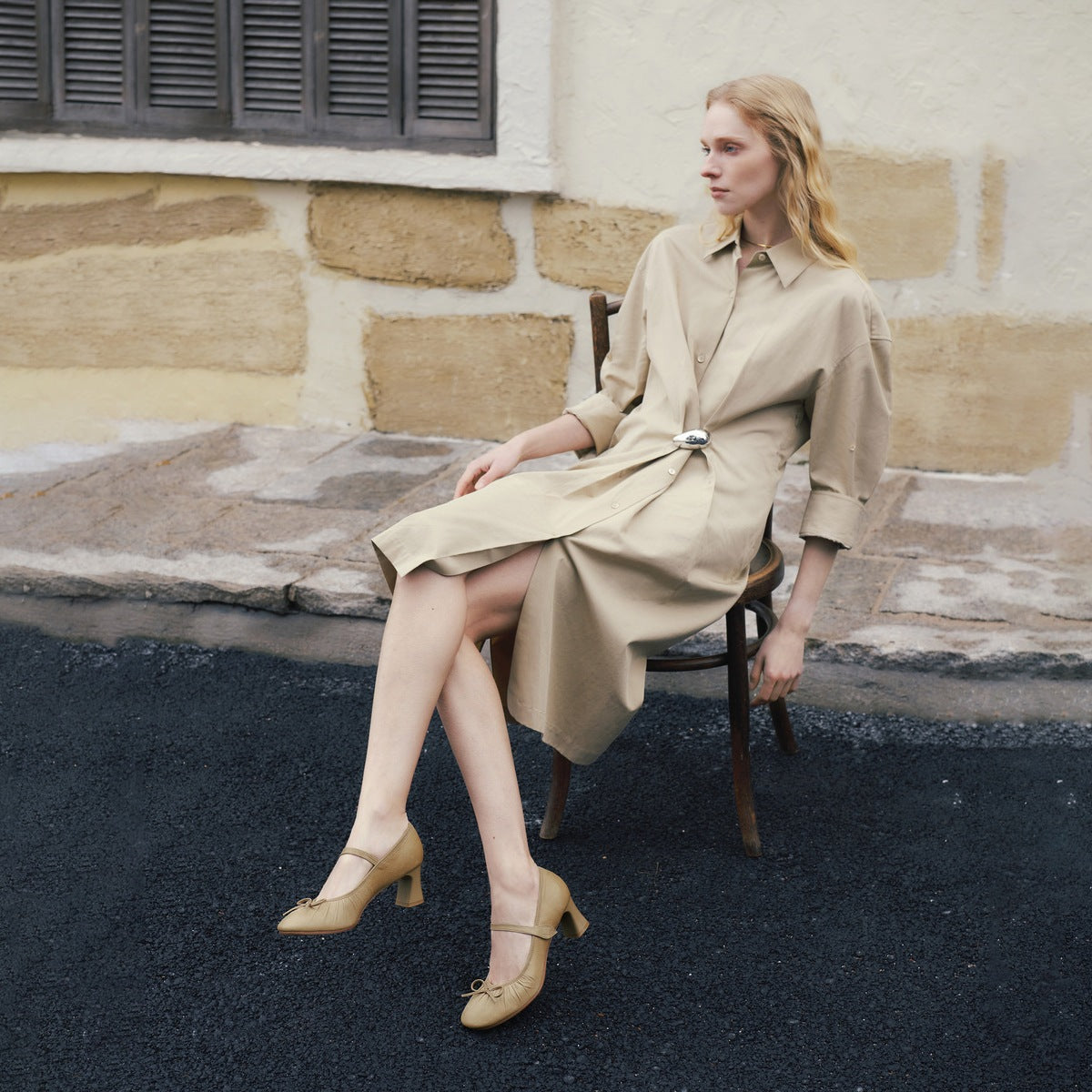 Gatherd Leather Mary Jane Shoes