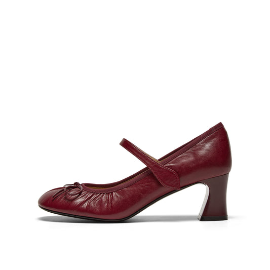 Gatherd Leather Mary Jane Shoes