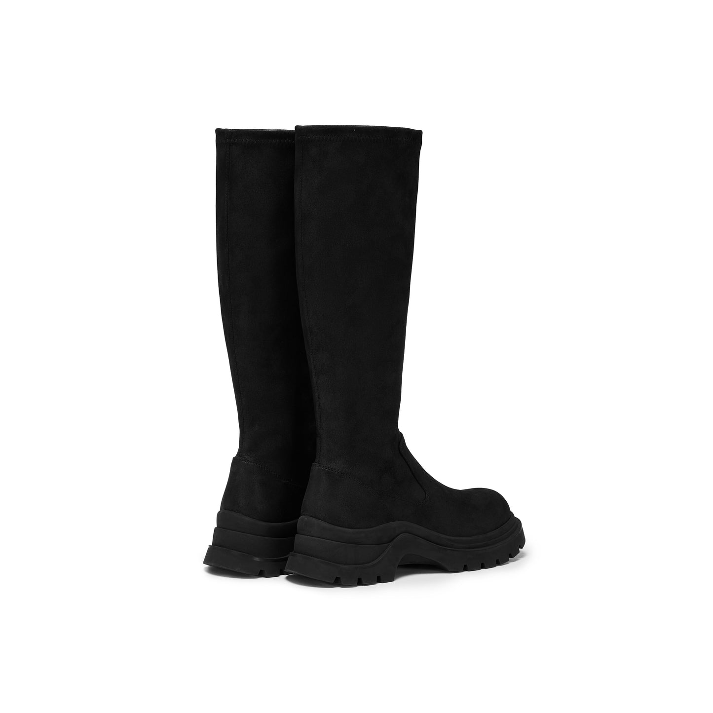 Brushed-off Stretch Fabric Chunky Long Boots