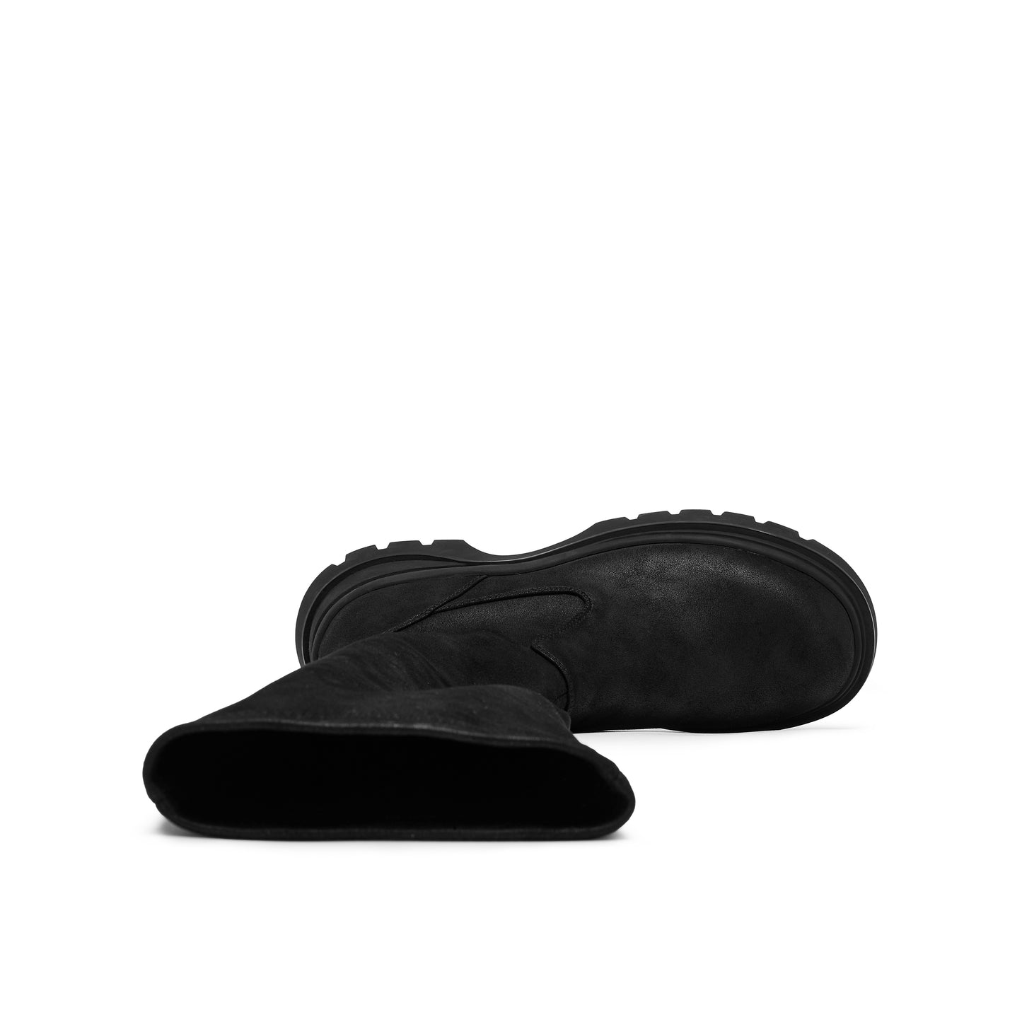 Brushed-off Stretch Fabric Chunky Long Boots