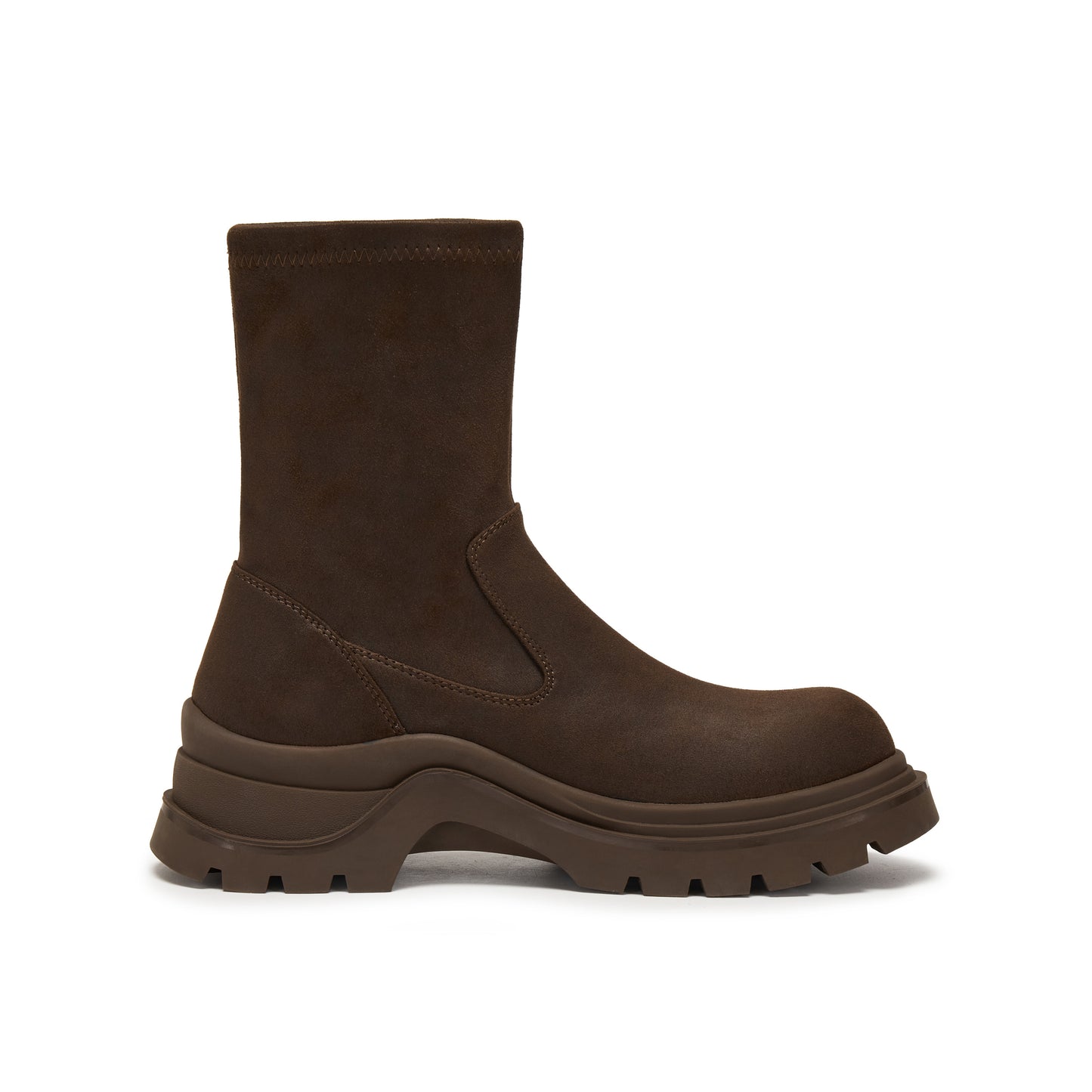 Brushed-off Stretch Fabric Chunky Short Boots