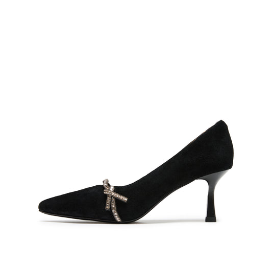 Embellished Bow Pointed Toe Heels