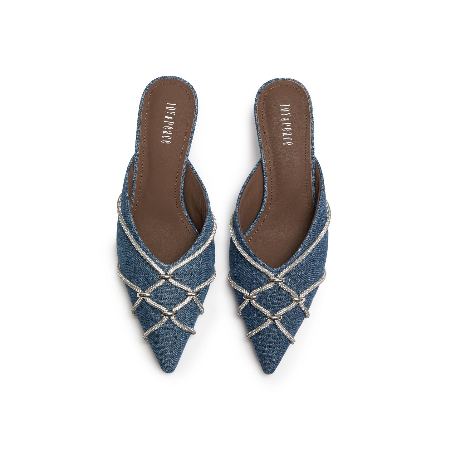Denim Mule with Crystal Embellishments