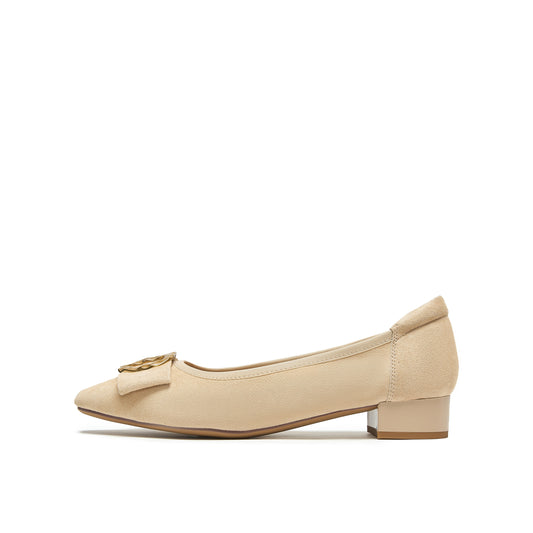 Metal Buckle Suede Pumps