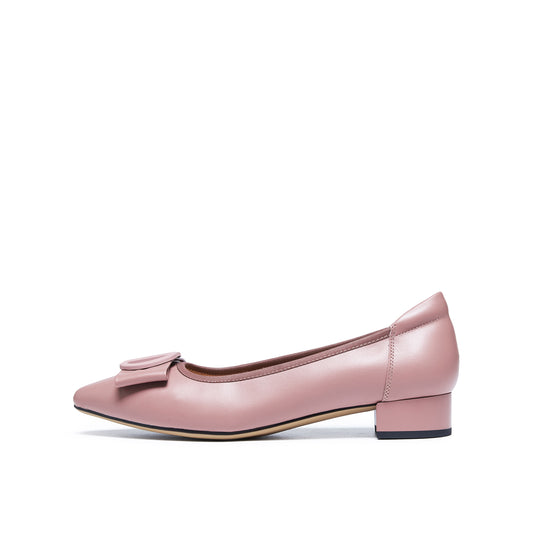 Pointed Toe Mid Heel Pumps with Buckle