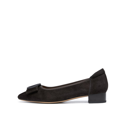 Pointed Toe Mid Heel Pumps with Buckle