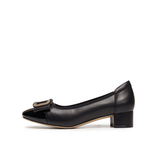 Classic Mid Heel Pumps with Toe Cap