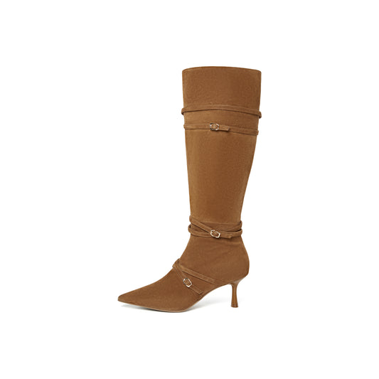 Pointed-toe Multi-strap Long Boots