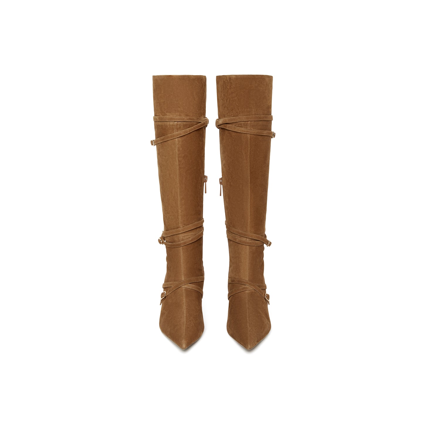 Pointed-toe Multi-strap Long Boots