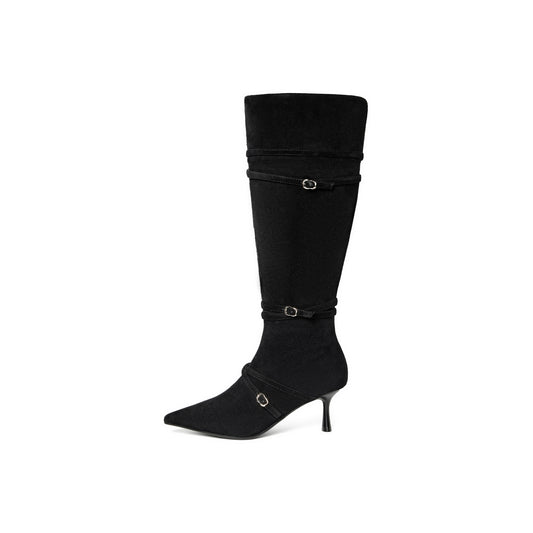 Pointed-toe Multi-strap Long Boots
