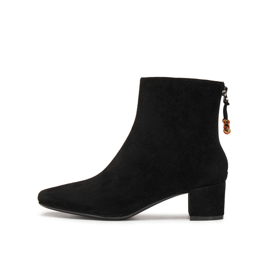 Square-toe Block-heeled Short Boots