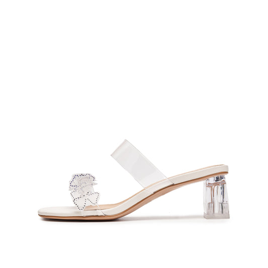 3D Embellished Transparent Heel Sandals