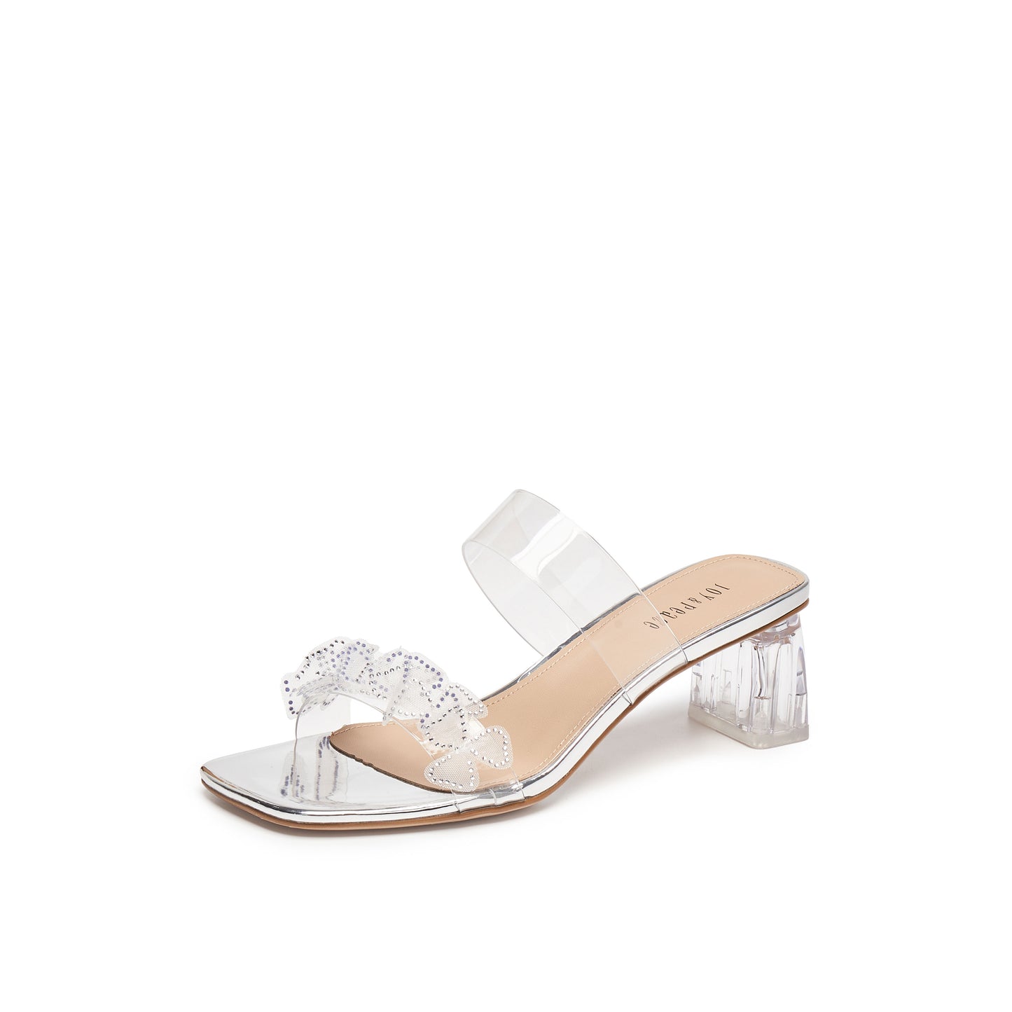 3D Embellished Transparent Heel Sandals
