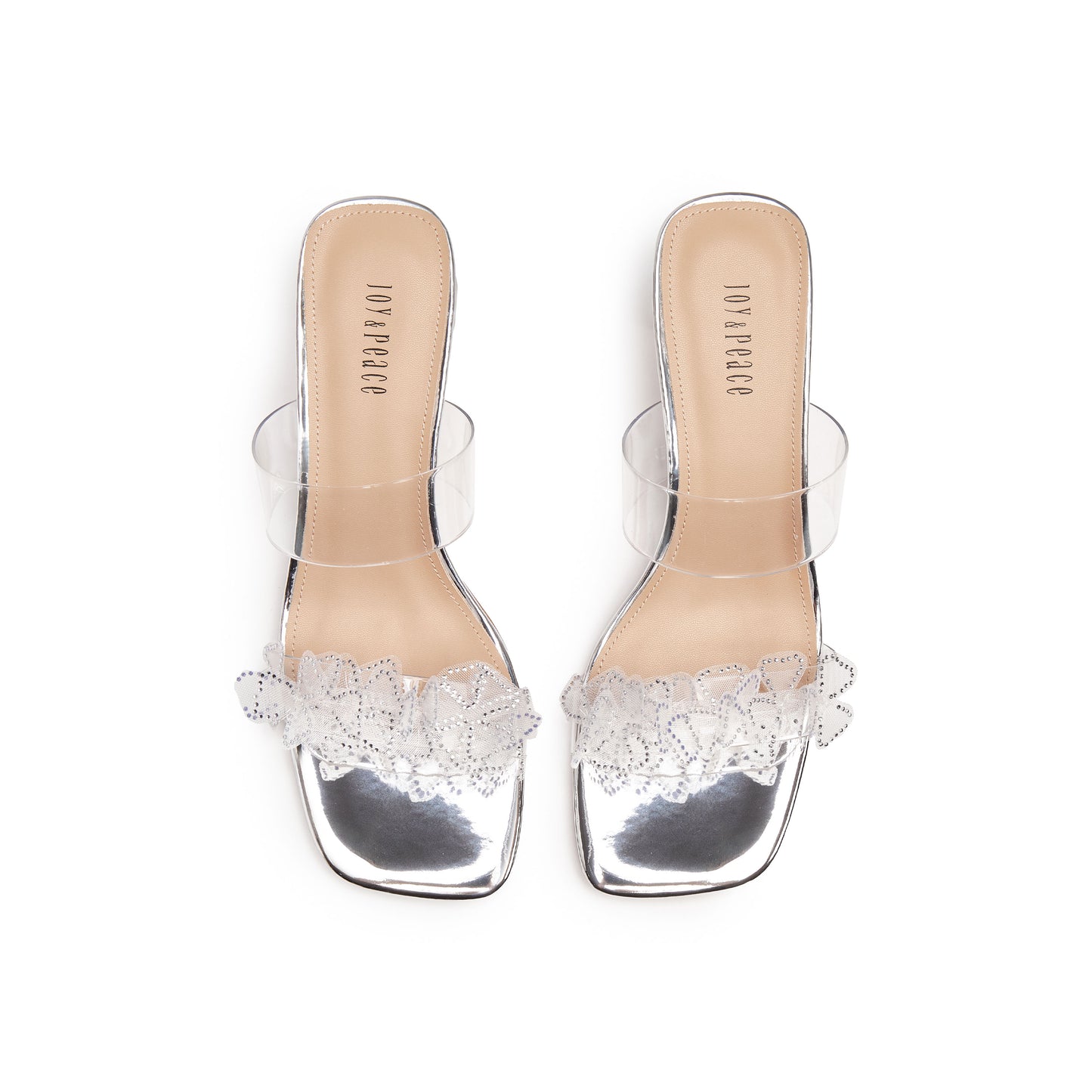 3D Embellished Transparent Heel Sandals