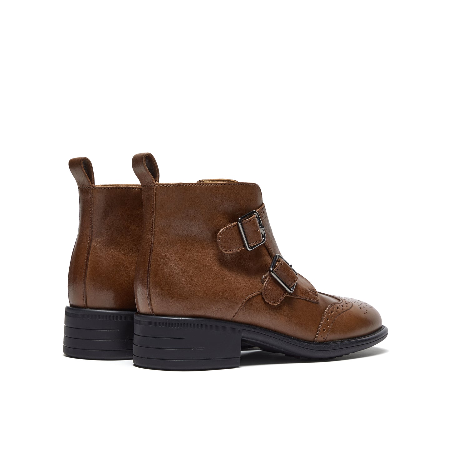 Washed Leather Monkstrap Short Boots