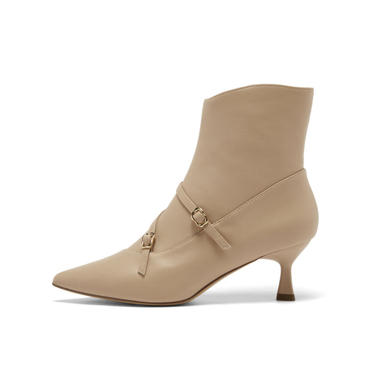 Multi-Straps Pointed Toe Ankle Boots