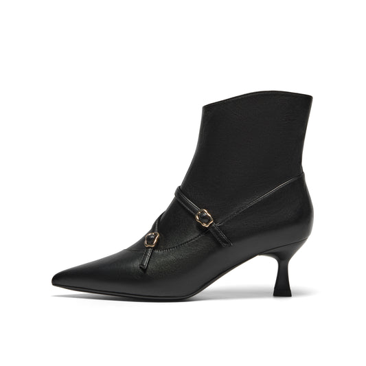 Multi-Straps Pointed Toe Ankle Boots