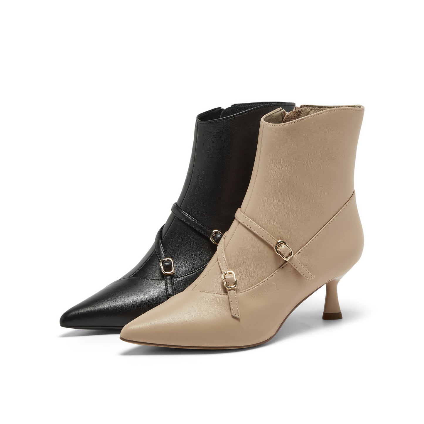 Multi-Straps Pointed Toe Ankle Boots