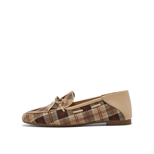 Plaid Loafers with Bow