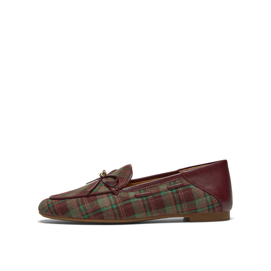 Plaid Loafers with Bow