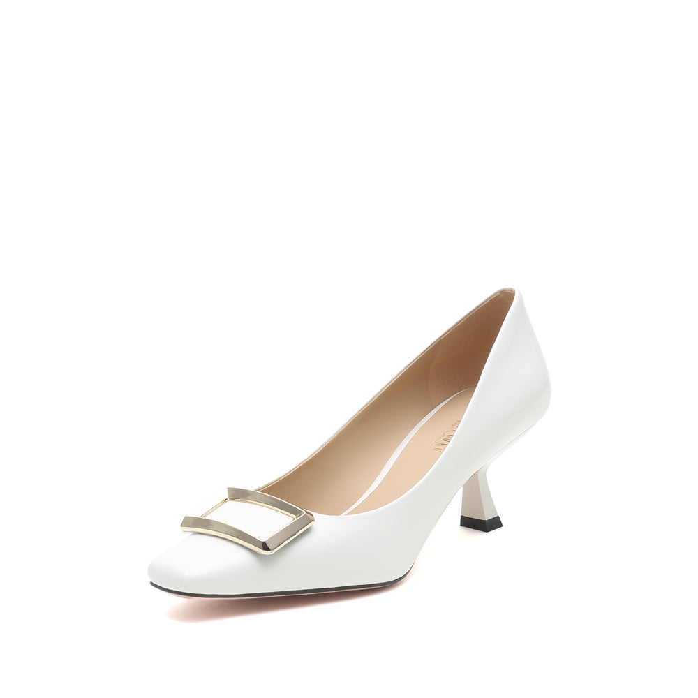 Square Toe Pumps with Square Buckle