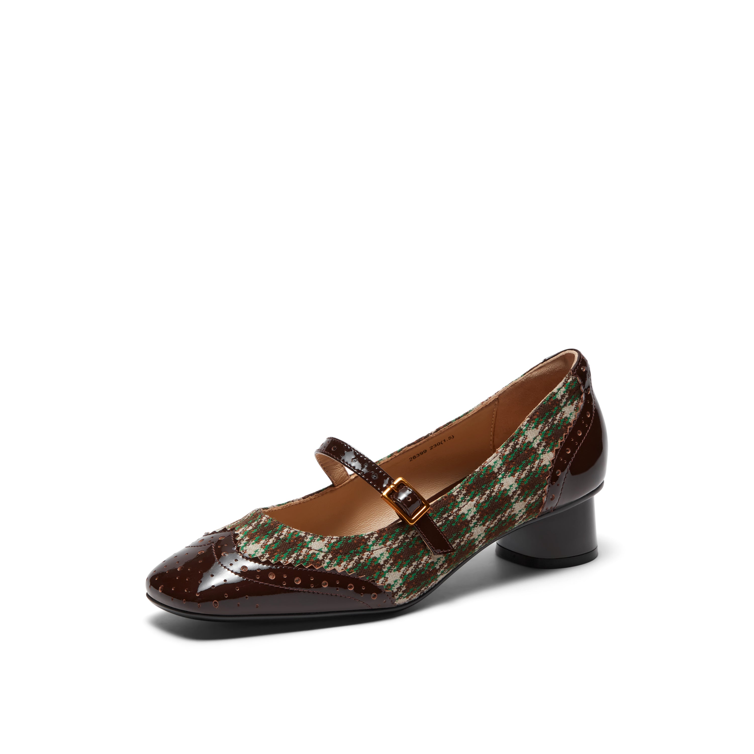 Check Patterned Mary Jane with Square Toe