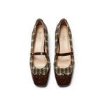 Check Patterned Mary Jane with Square Toe