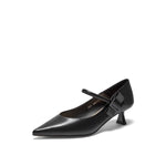Pointed Toe Mary Jane with Leather Ribbon