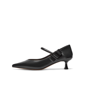 Pointed Toe Mary Jane with Leather Ribbon