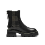 Calf Chelsea Boots with Elastic Plaid Pattern