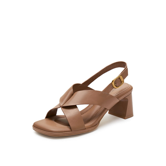 Cross Strap Block Heel Sandals