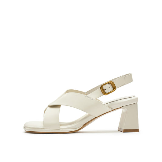 Cross Strap Block Heel Sandals
