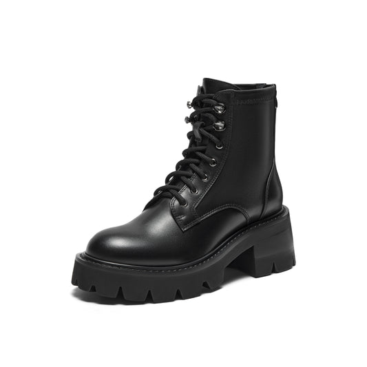 Zip-back Combat Boots with Lug-sole