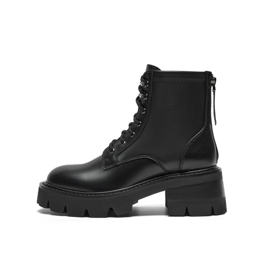 Zip-back Combat Boots with Lug-sole