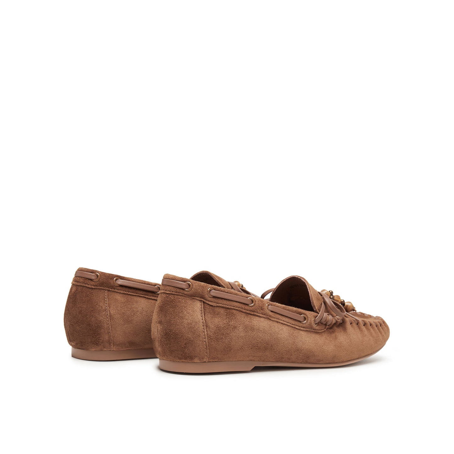 Suede Loafers with Ribbon