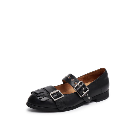Double Buckle Mary Jane with Fringe