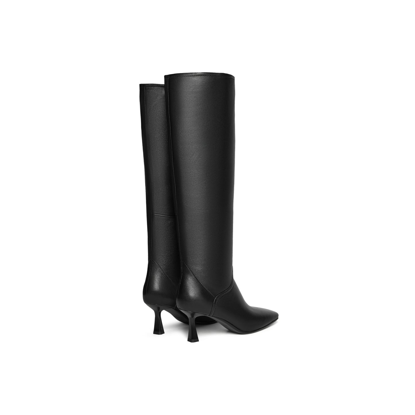 Pointed Toe Kid Leather Knee Length Boots