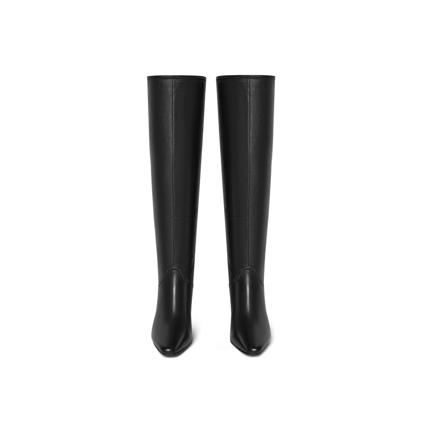 Pointed Toe Kid Leather Knee Length Boots